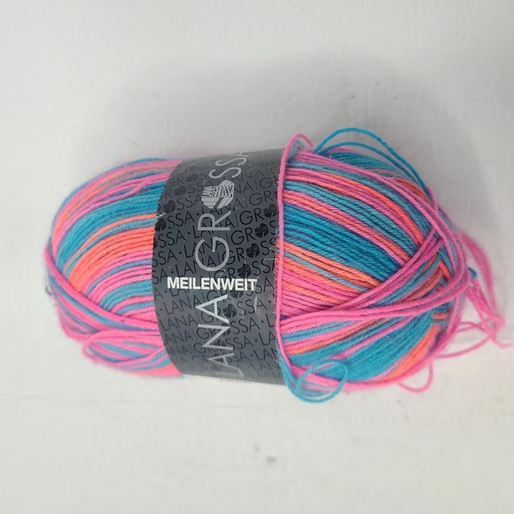 Lana Grossa Other - Lana Grossa Meilenweit Neon Yarn 1 Skein 80% Wool 20% Poly Italy